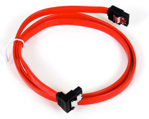 Sharkoon SATA 2 Cable with latch, 50 cm, angled SATA-kabel 0,5 m Rood