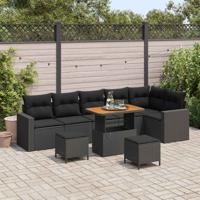 Tuinbankenset 9 pcs Zwart poly rattan