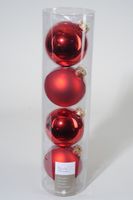 4 kerstballen kerstrood glans-mat 100 mm - Ksd
