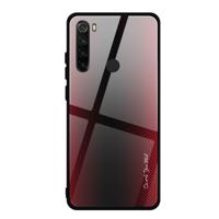 Voor Xiaomi Redmi Note 8 koolstofvezel textuur gradiënt kleur glas geval (rood)