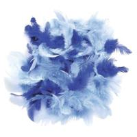 Kleine decoratie sierveertjes - blauw tinten mix - dons veren - 30 gram/150x - knutsel materiaal