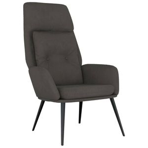 The Living Store Fauteuil - Comfortabele dik gevoerde relaxstoel - Kunstsuède - Donkergrijs - 70 x 77 x 94 cm