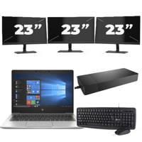 HP EliteBook 735 G6 - AMD Ryzen 5 PRO 3500U - 13 inch - 16GB RAM - 256GB SSD - Windows 10 + 3x 23 inch Monitor