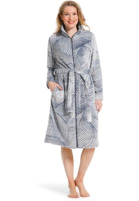 Pastunette Luxe rits badjas dames bladmotief - fleece Pastunette Luxe rits badjas dames bladmotief - fleece
