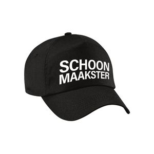 Carnaval verkleed pet / cap schoonmaakster zwart voor dames en heren   -