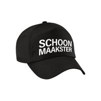 Carnaval verkleed pet / cap schoonmaakster zwart voor dames en heren   -