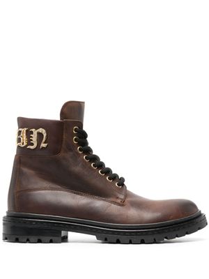 Philipp Plein bottines Gothic Plein à lacets - Marron