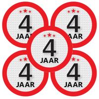 4 jaar leeftijd verjaardag sticker - 20x - rond - Dia 9 cm - 4 jaar jubileum - versiering