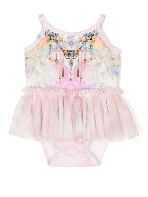 Camilla robe en tulle à imprimé graphique - Rose