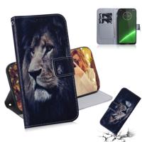 Lion patroon gekleurde tekening horizontale Flip lederen case voor Motorola Moto G7/Moto G7 Plus met houder & kaartsleuven & portemonnee