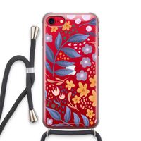Flowers with blue leaves: iPhone SE 2020 Transparant Hoesje met koord