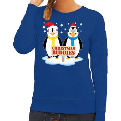 Foute kersttrui - sweater - pinguin vriendjes - blauw - voor dames - Kersttruien