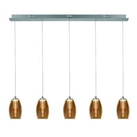 Highlight HanglampNebula nikkel recht 5-lichts amber glas - H5431.28