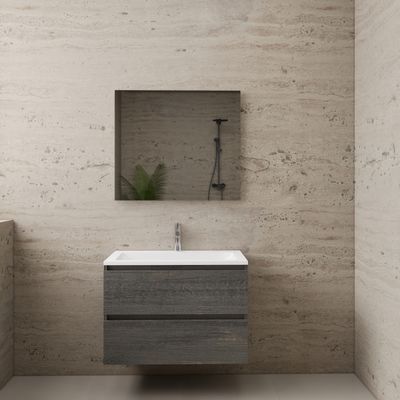 ACTIE BWS Badmeubel | Paris | Frey Oak 80 cm | Mat Wit Wastafel | 1 Kraangat