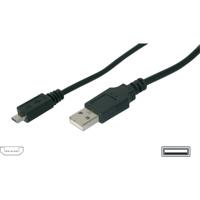 Digitus USB-kabel USB 2.0 USB-A stekker, USB-micro-B stekker 1.80 m Zwart AK-300127-018-S