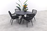 Jasmine black/Locarno ronde tuinset - 5-delig - 130 cm. Jasmine black/Locarno ronde tuinset - 5-delig - 130 cm.