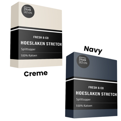 Splittopper Hoeslaken - Katoen Jersey Stretch - 200x200 cm - Keuze Uit Meerdere Kleuren - Fresh and Co - Dekbed-Discounter.nl