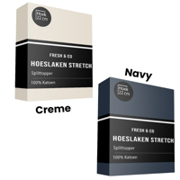 Splittopper Hoeslaken - Katoen Jersey Stretch - 160x200 cm - Keuze Uit Meerdere Kleuren - Fresh and Co - Dekbed-Discounter.nl