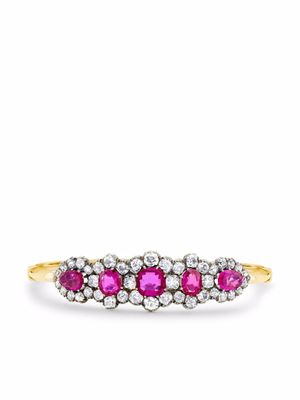 Pragnell Vintage bracelet jonc Victorian Burmese en or jaune 15ct et argent orné de rubis et de diamants