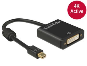 Delock 62603 DisplayPort-kabel Mini-displayport / DVI Adapterkabel Mini DisplayPort-stekker, DVI-I 24+5-polige bus 0.20 m Zwart Vergulde steekcontacten