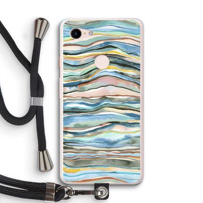 Watercolor Agate: Pixel 3 XL Transparant Hoesje met koord