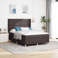 Boxspringbed met matras Donkerbruin 140 x 190 cm Stof