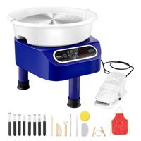 VEVOR pottenbakkersschijf keramiekwiel machinepedaal 450W 28cm blauw 3 steunpoten