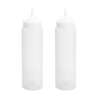 Doseerfles/sausfles - 2x stuks - kunststof - transparant - met schenktuit - 500 ml - 23 cm