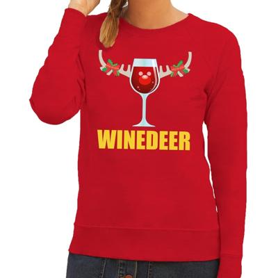 Foute kersttrui - sweater - rood - wijn - Winedeer - voor dames - kersttruien - Funny - Drank