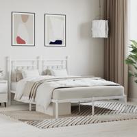 Bedframe met hoofdbord metaal wit 140x190 cm - thumbnail