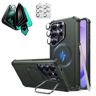 Galaxy S26 Ultra Bundle Cyber Tough Magnetic Case (Stash Stand) and Armorite® Privacy Screen Protector - Olive Green