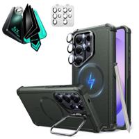 Galaxy S26 Ultra Bundle Cyber Tough Magnetic Case (Stash Stand) and Armorite® Privacy Screen Protector - Olive Green