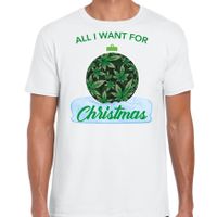 Wiet Kerstbal shirt / Kerst t-shirt All i want for Christmas wit voor heren - thumbnail