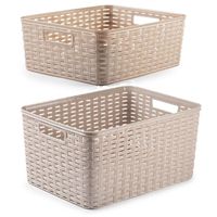 Set van 5x stuks opbergboxen/opbergmandjes rotan taupe kunststof