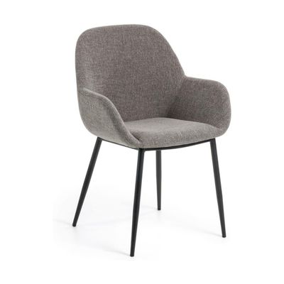 Kave Home Konna eetkamerstoel Grijs poot zwart