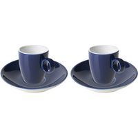 Palmer Espressokop en schotel Bart Colour Cafe 6.5 cl - 11 cm Blauw Porselein 2 stuks - thumbnail