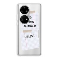 No Girls Allowed Unless: Huawei P50 Pro Transparant Hoesje