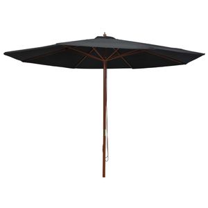 VidaXL Parasol met houten paal 350 cm zwart