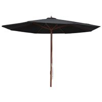 VidaXL Parasol met houten paal 350 cm zwart