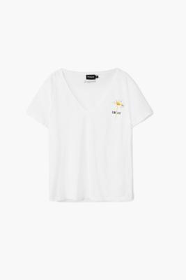 Effen T-shirt met boodschap - WHITE - XS