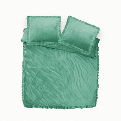 Dekbedovertrek Velvet Ruffles Groen Effen 240x200 Cm Dreamhouse - Dekbed-Discounter.nl