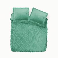 Dekbedovertrek Velvet Ruffles Groen Effen 240x200 Cm Dreamhouse - Dekbed-Discounter.nl