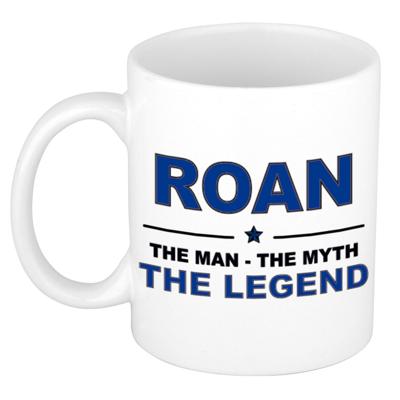 Roan cadeau mok - man myth legend - naam koffiemok / beker - wit en blauw - 300 ml Roan cadeau mok - man myth legend - naam koffiemok / beker - wit en blauw - 300 ml