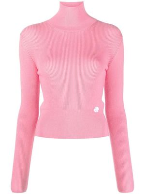Patou pull nervuré à col roulé - Rose