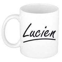 Lucien voornaam kado beker / mok sierlijke letters - gepersonaliseerde mok met naam   -