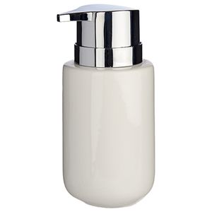 Zeeppompje/dispenser van keramiek - wit/zilver - 350 ml