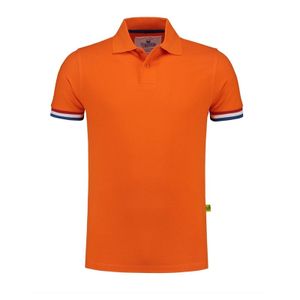 Oranje katoenen grote maat polo met Nederlandse vlag voor heren 6XL (64)  -