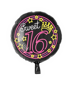 Neon folie ballon sweet 16 jaar