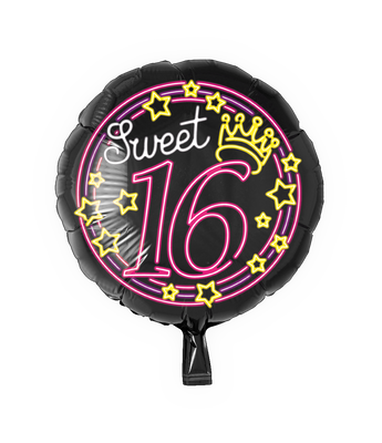 Neon folie ballon sweet 16 jaar