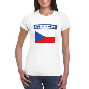 T-shirt met Tsjechische vlag wit dames